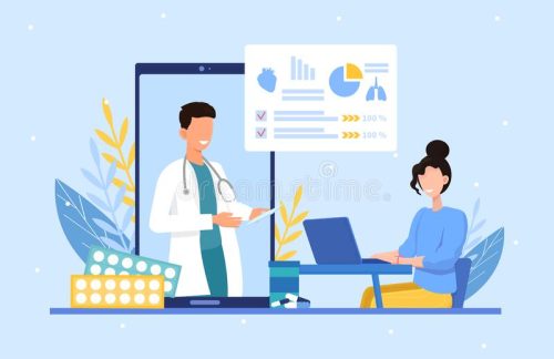 online-medical-consult-doctor-patient-consultation-digital-screen-using-computer-to-communicate-via-app-178826209